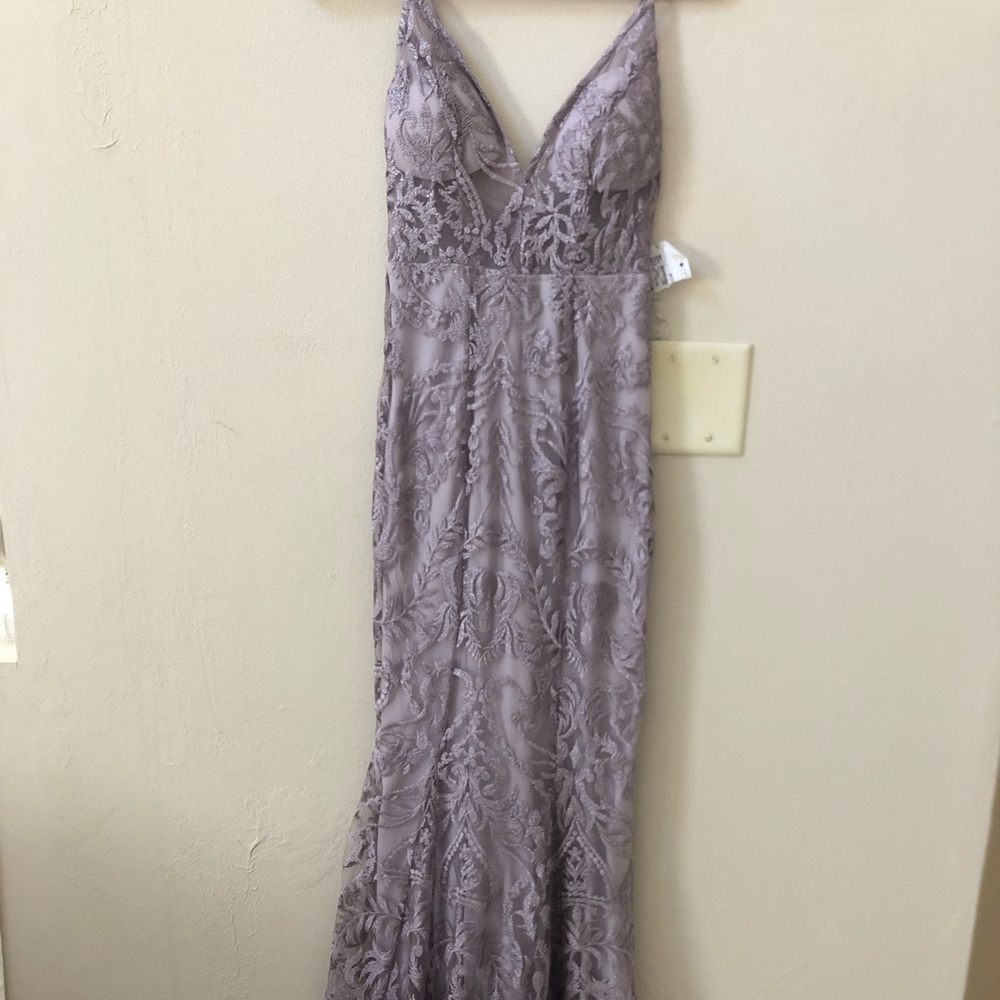 Macy's Gray Strapless Sleeveless Gown